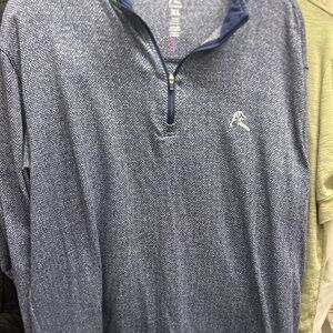 Rhoback Navy Herringbone Quarter-Zip